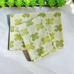 Vtg Sears Olive Green Patchwork Shower of Stars Standard Pillowcase Set Of 2